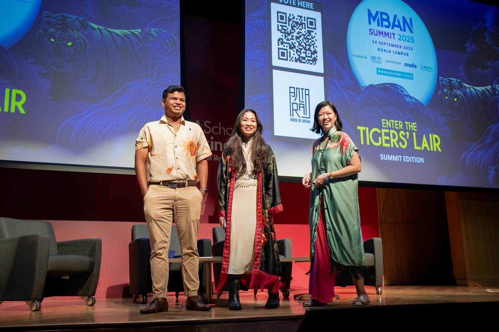 Founders on stage at Enter The Tigers' Lair, MBAN Summit 2025